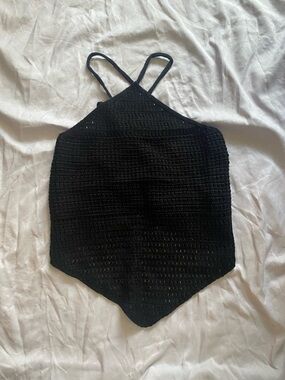 SHEIN Black Crochet Halter Tank Top